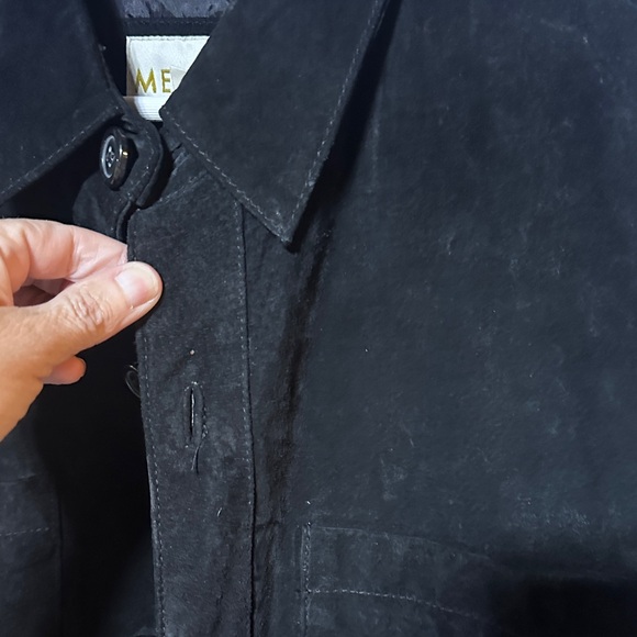 Trendy Unisex Shacket Shirt Jacket Suede Rugged Black Small Boho Chic - Picture 13 of 15